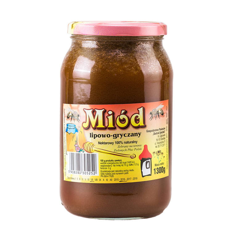 Polski miód lipowo-gryczany 1300g