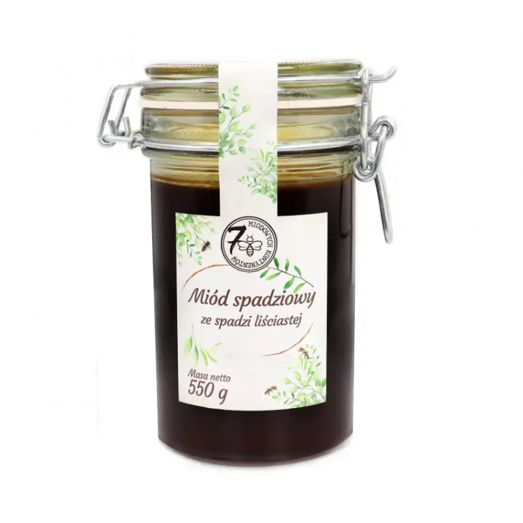 Miód spadziowy ze spadzi liściastej z klamrą 550g