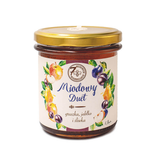 Miód z gruszką, jabłkiem i śliwką 400g